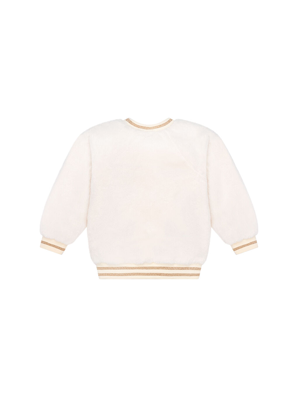 Ekru Pul Kalp Nakışlı Pelüş Sweatshirt-2