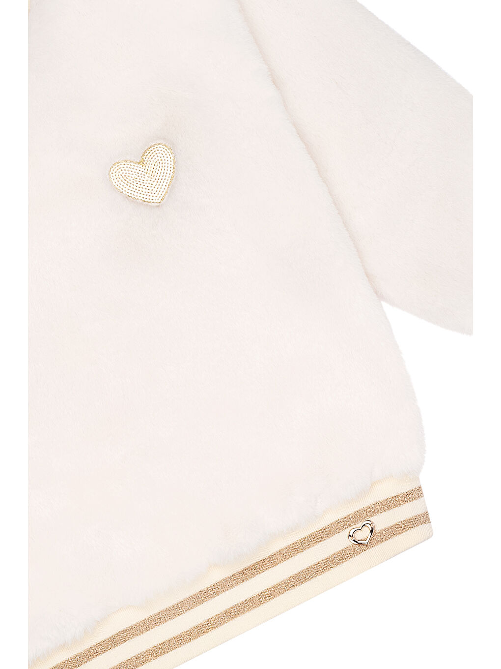 Ekru Pul Kalp Nakışlı Pelüş Sweatshirt-3