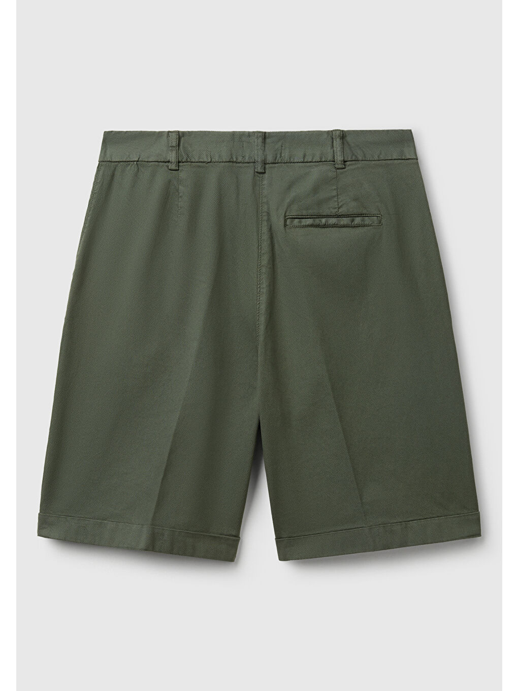 Kadın Haki Pamuk Karışımlı Önü Düğmeli Regular Fit Bermuda Şort-3