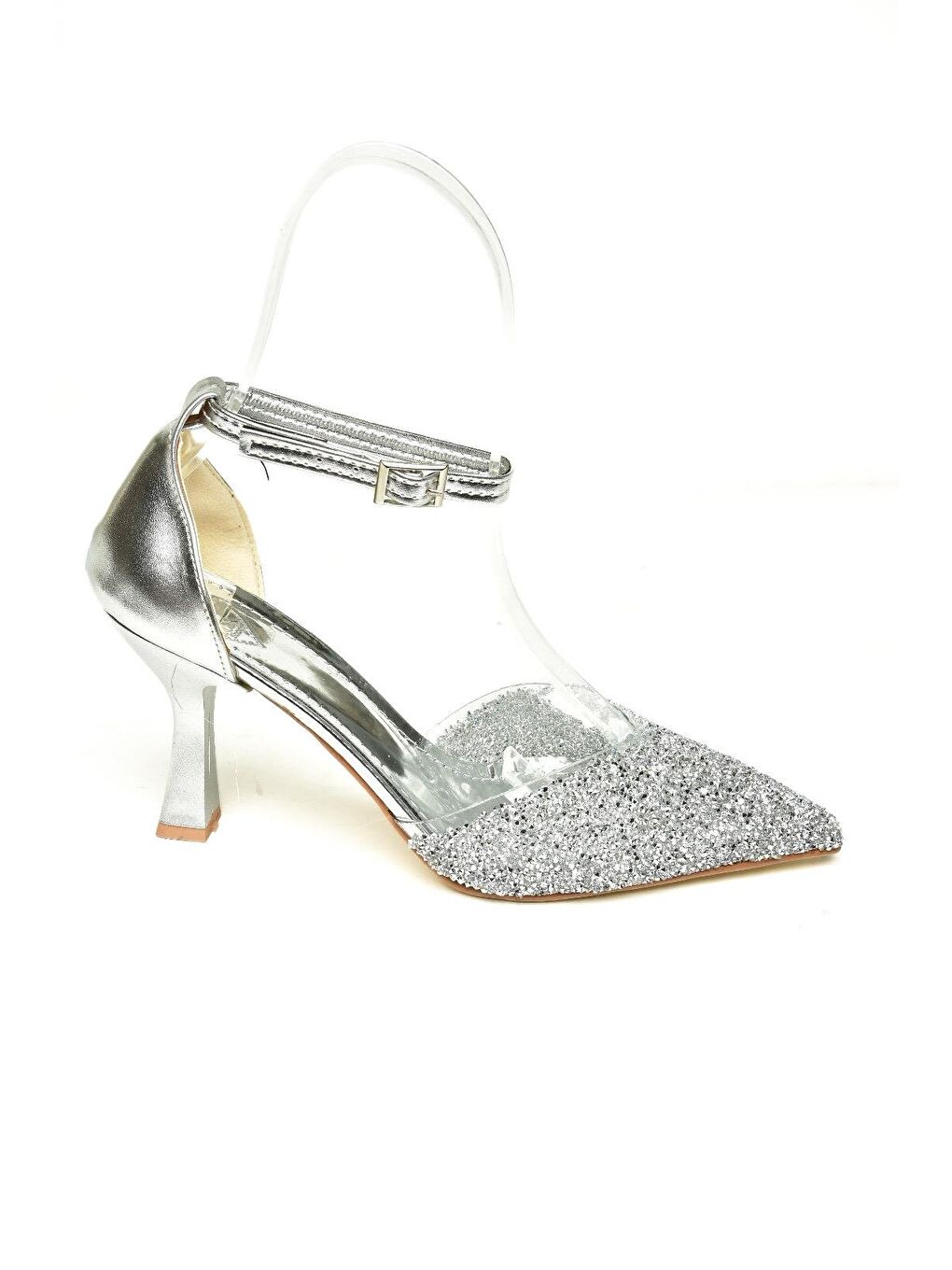 Gri U6146334 Gümüş Kadın Topuklu Ayakkabı