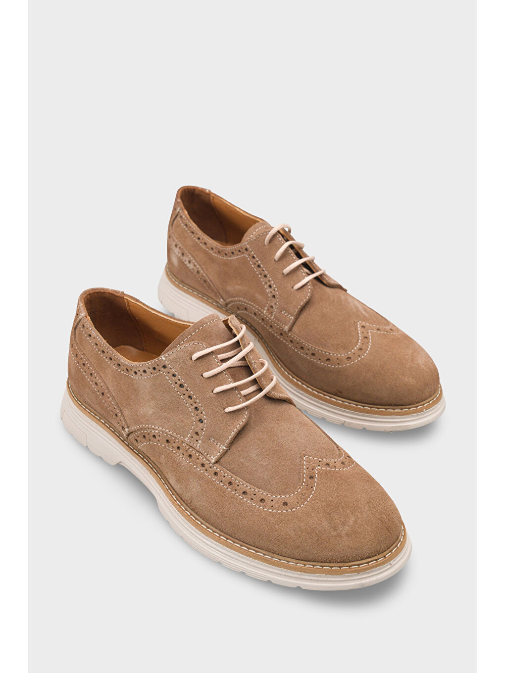 Bej Joachim Hakiki Deri Süet Bağcıklı İçi Hakiki Deri Astarlı Erkek Loafer Ayakkabı-1