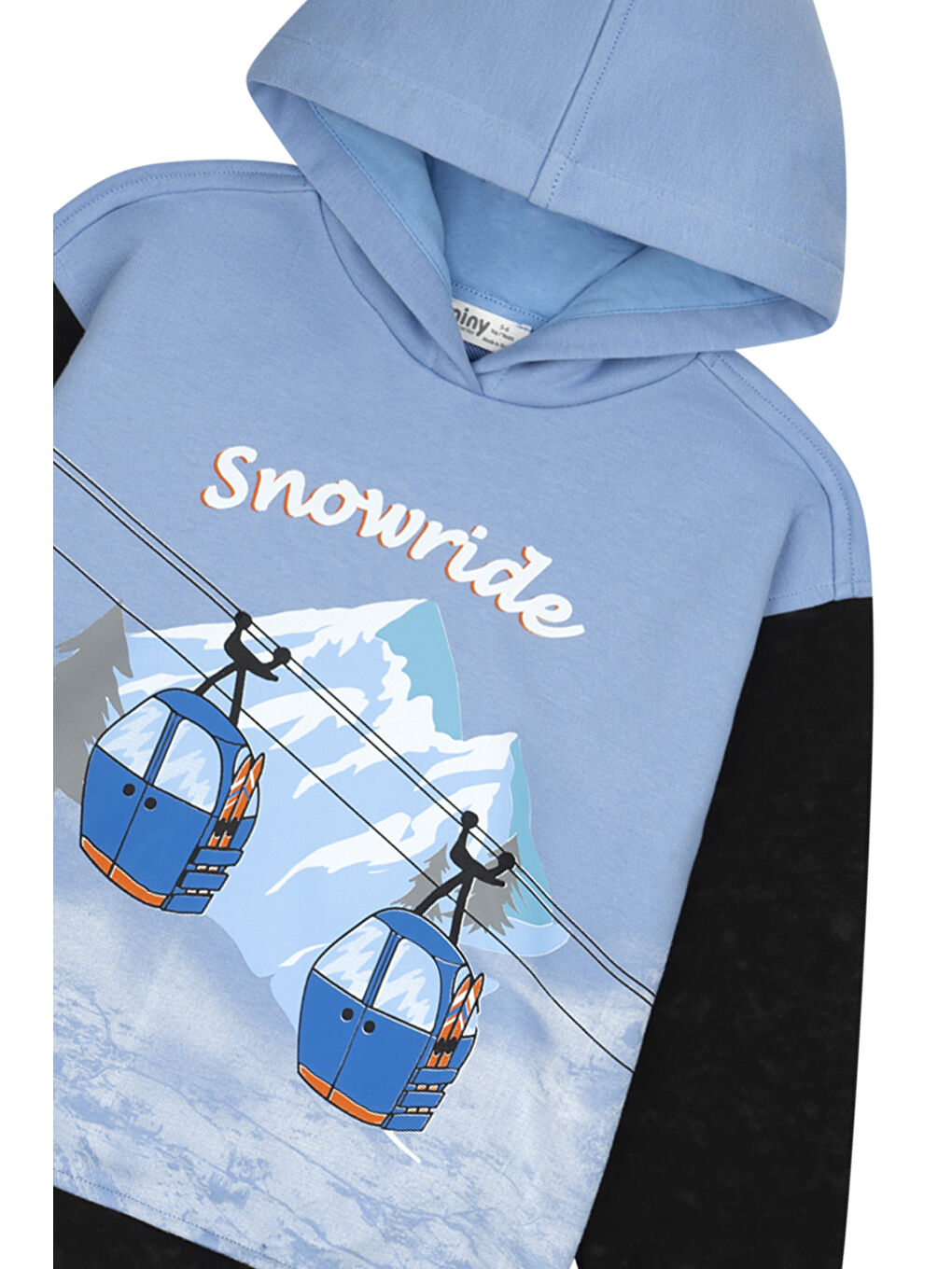 Mavi Teleferik Baskılı Kapüşonlu Uzun Kollu Sweatshirt-3