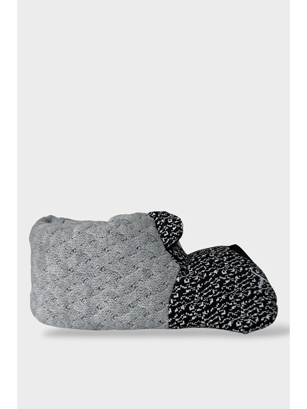 Gri Erkek Örgülü Panduf Ev Botu Grİ-2