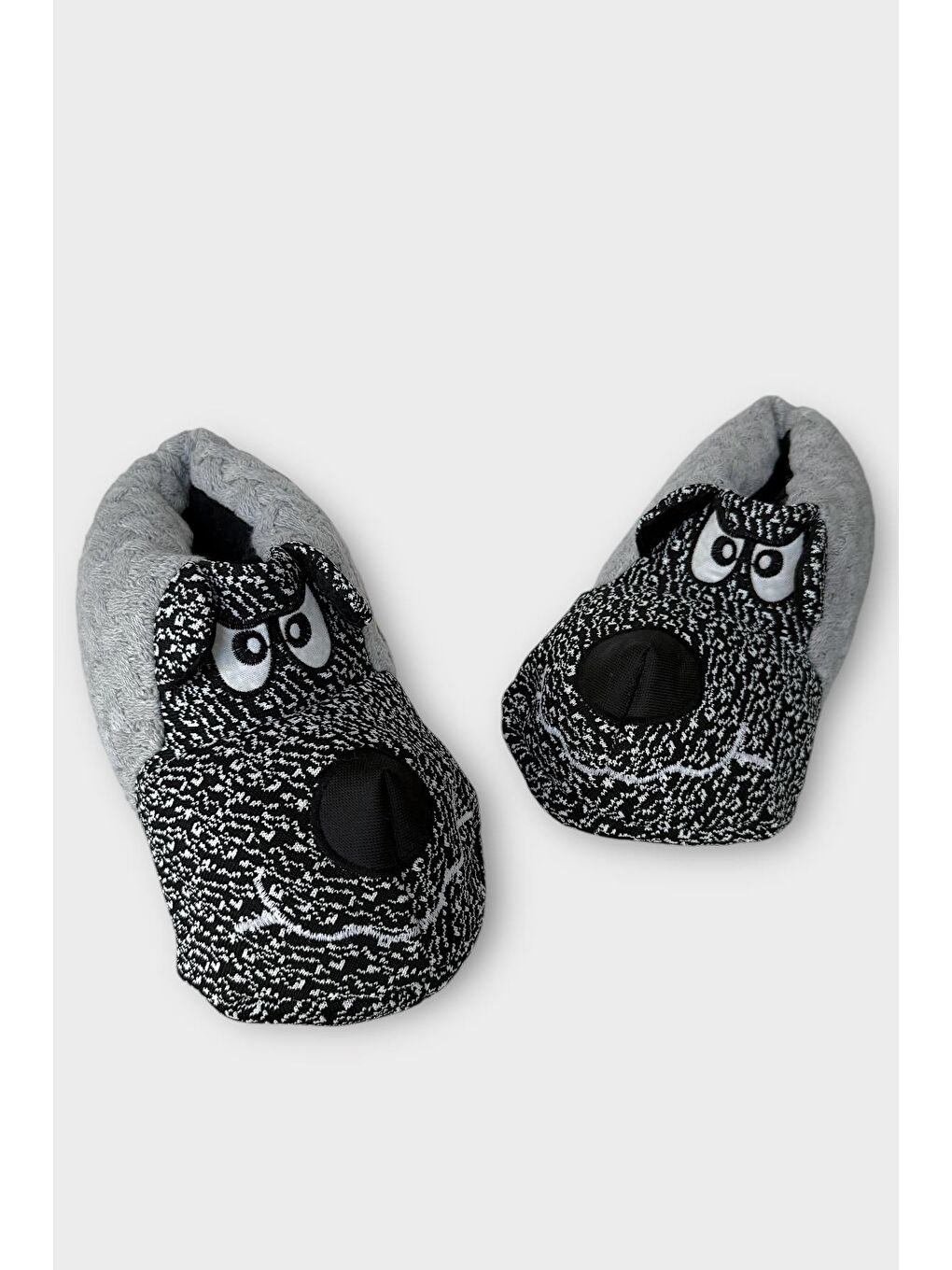 Gri Erkek Örgülü Panduf Ev Botu Grİ-3