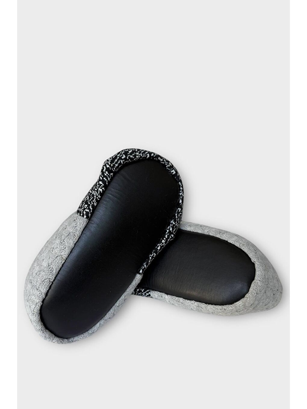 Gri Erkek Örgülü Panduf Ev Botu Grİ-6