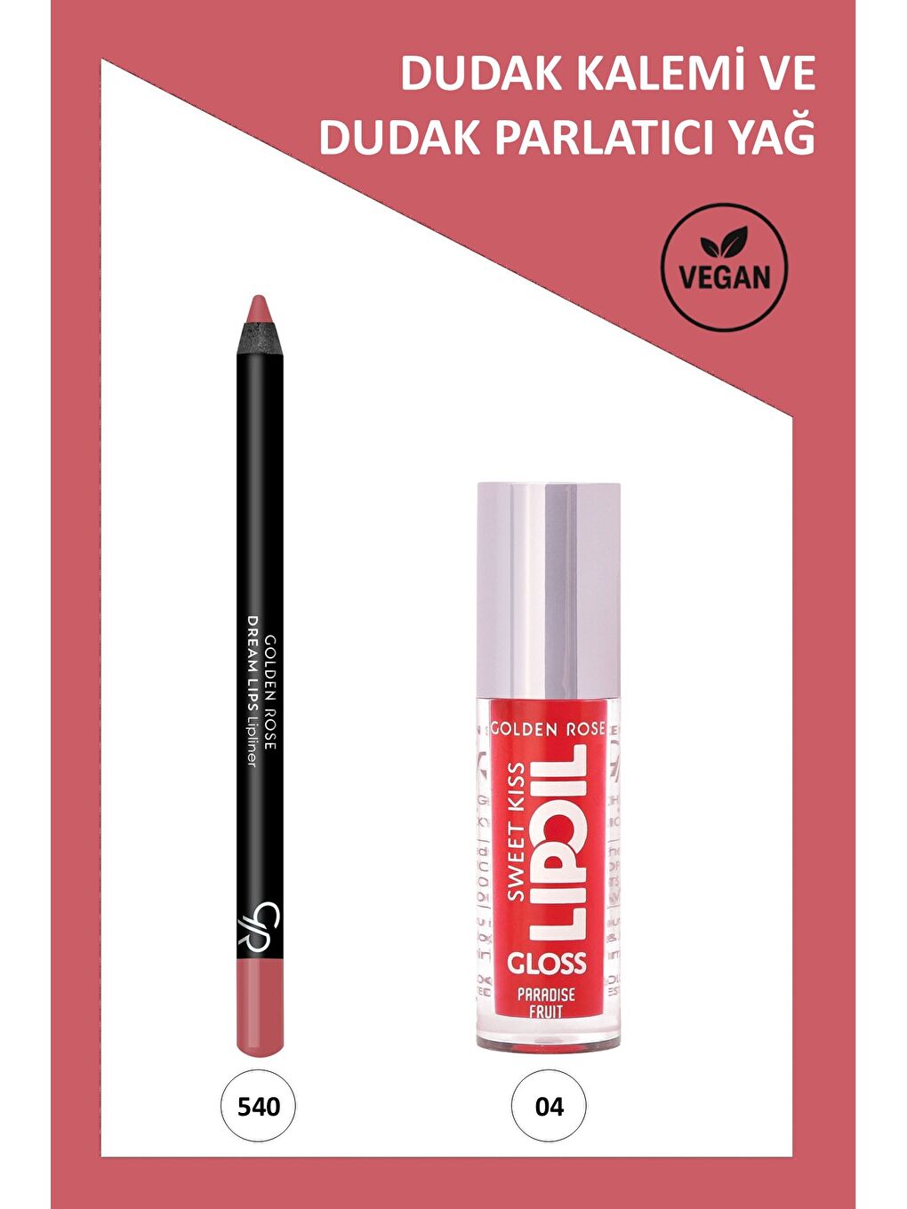 Sweet Kiss Meyveli Dudak Parlatıcısı No: 04 & Dream Lips Lipliner No: 540 Makyaj Seti