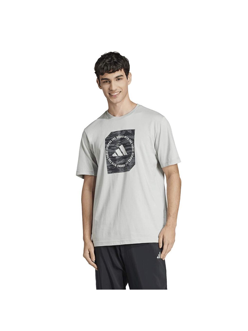 C Camo Box T Erkek Gri Yuvarlak Yaka Tişört