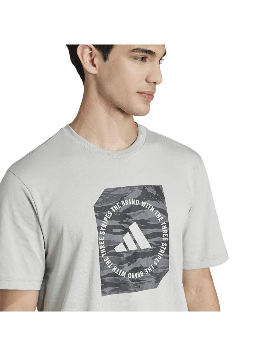 C Camo Box T Erkek Gri Yuvarlak Yaka Tişört-2