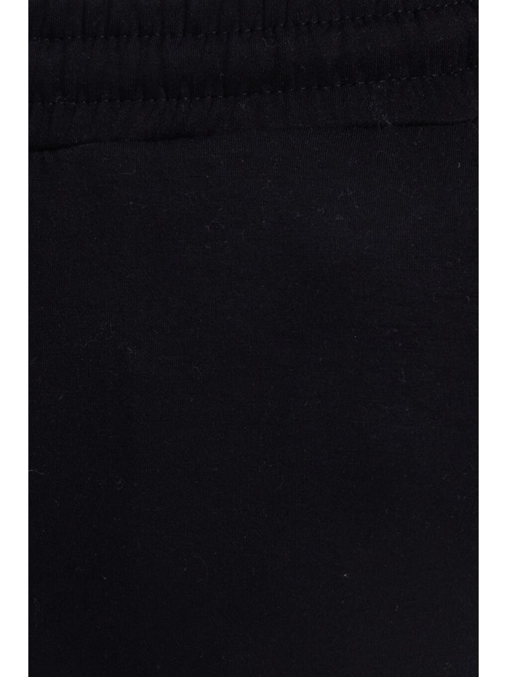 Erkek Slim Fit Dar Kesim Beli Bağcıklı 3 Cepli Geniş Paça Siyah Eşofman Altı-5