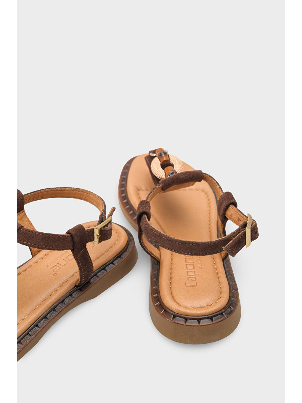 Kahverengi Mallorie Hakiki Deri Metal Tokalı Düz Topuklu Kadın Sandalet-3