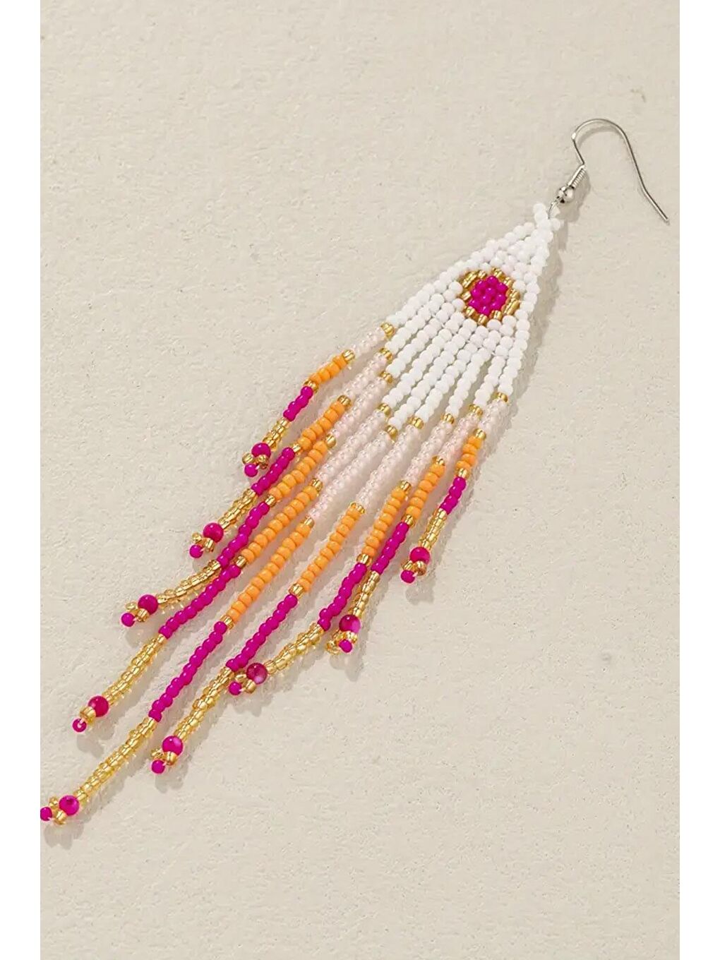 Pembe Bali Elyapımı Uzun Boncuk Bohem Tarz Küpe-2