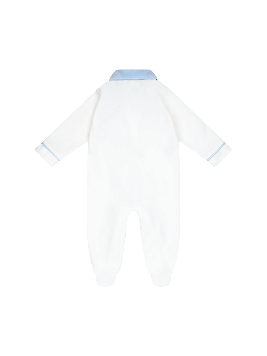 Mavi Erkek Bebek Kadife Tulum-3