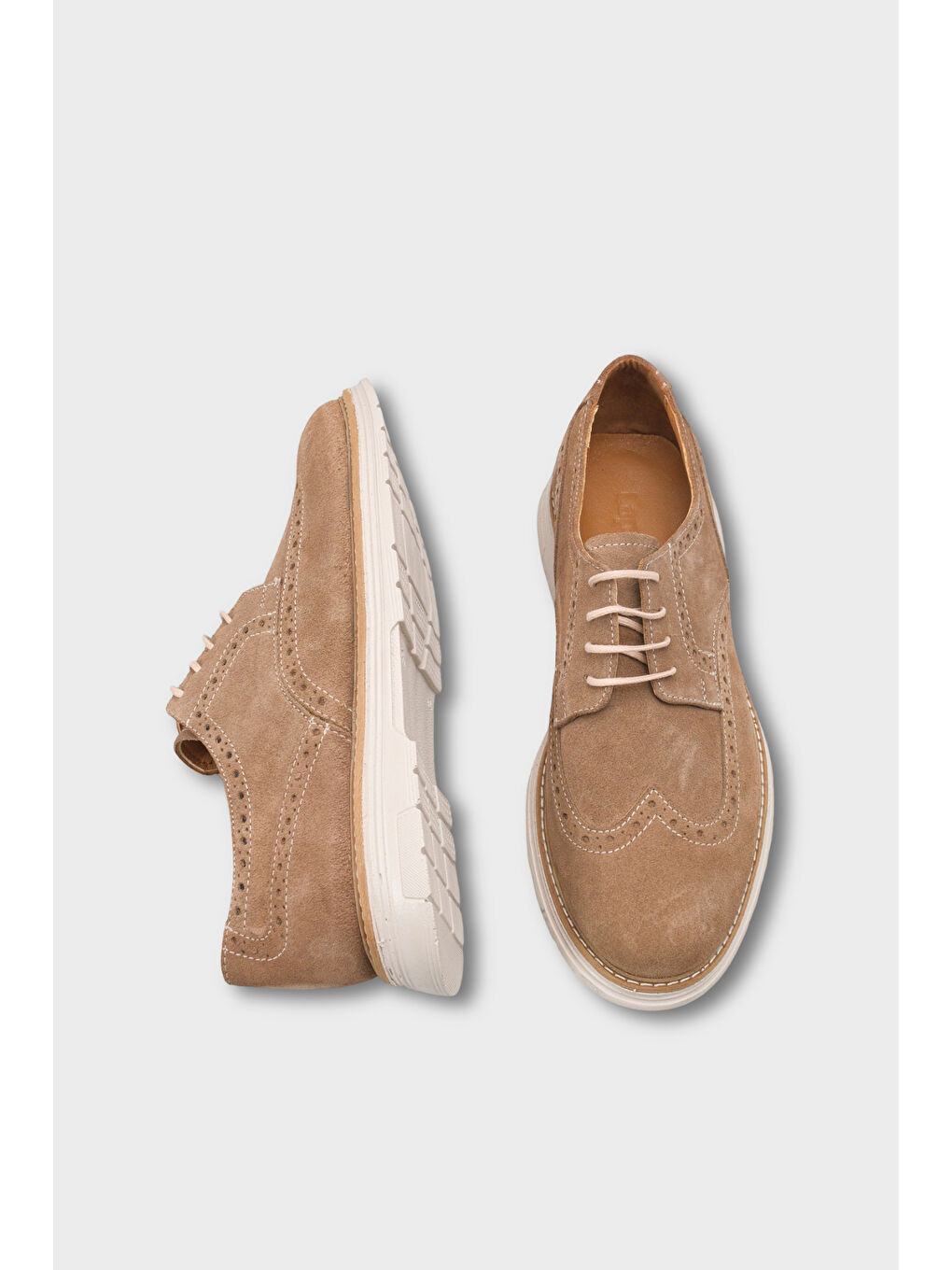 Bej Joachim Hakiki Deri Süet Bağcıklı İçi Hakiki Deri Astarlı Erkek Loafer Ayakkabı-4