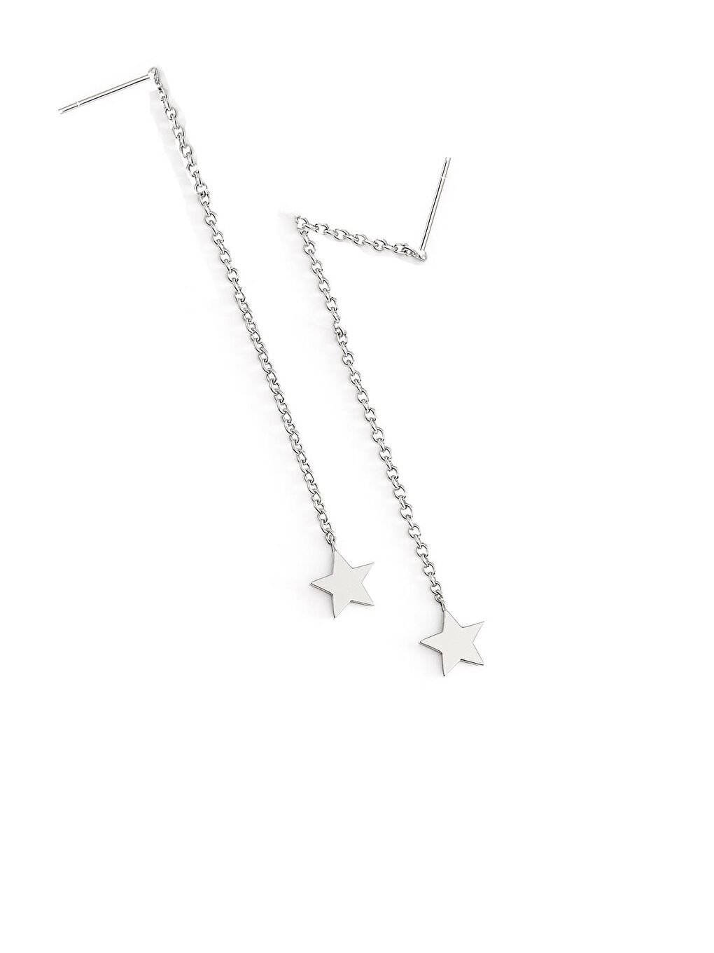 Gri İğne Uçlu Yıldız Sallantılı Çelik küpe