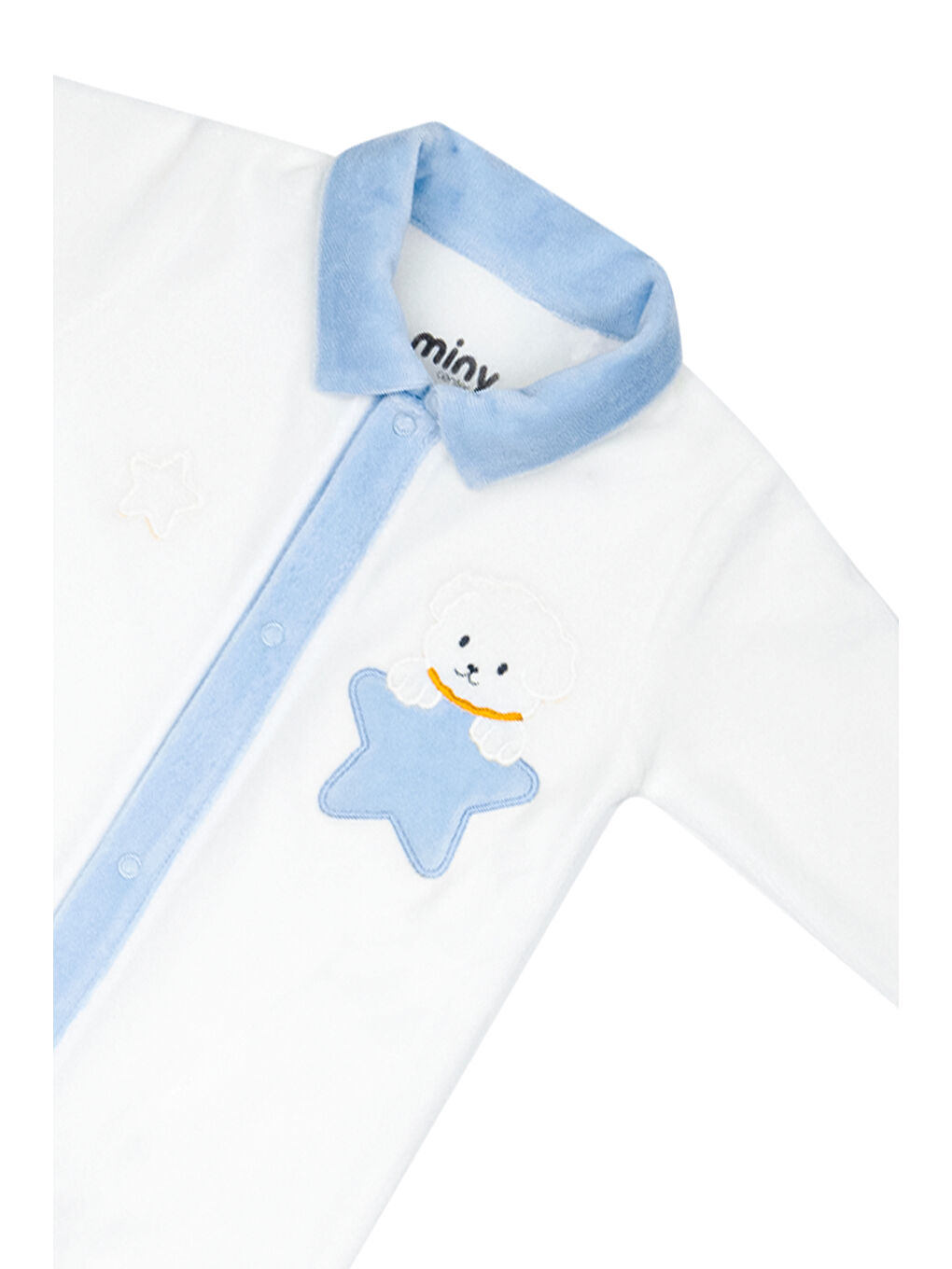 Mavi Erkek Bebek Kadife Tulum-4