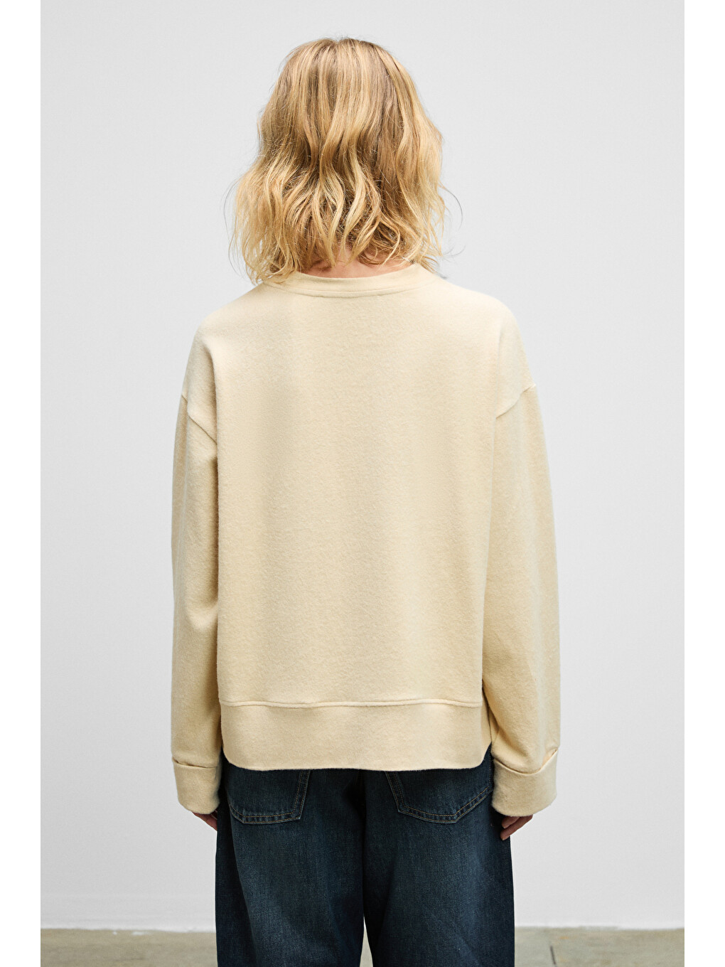 Bej Zephıra Kadın Yumuşak Ve Esnek Kumaşlı Yuvarlak Yakalı Vizon Sweatshirt-5