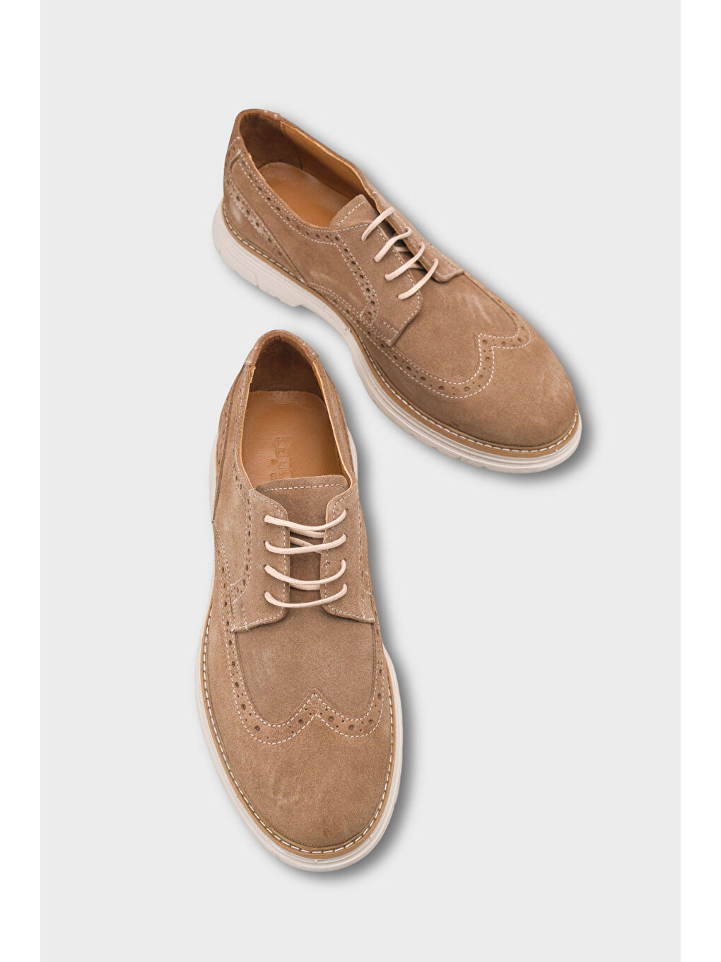 Bej Joachim Hakiki Deri Süet Bağcıklı İçi Hakiki Deri Astarlı Erkek Loafer Ayakkabı-5