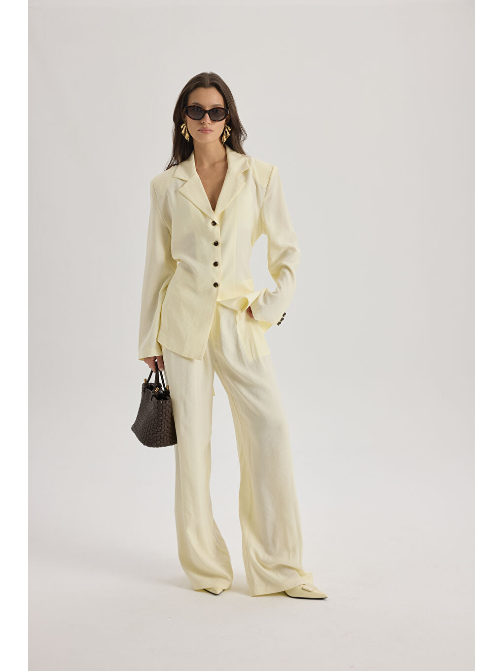 Breeze Bağlamalı Sarı Ceket Pantolon Takım-1