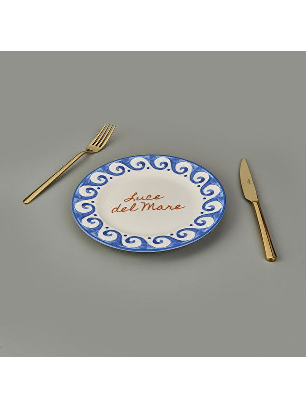 Kitchen Luve Del Mare Tatlı ve Kahvaltı Tabağı - Krem / Mavi - 21 cm-3