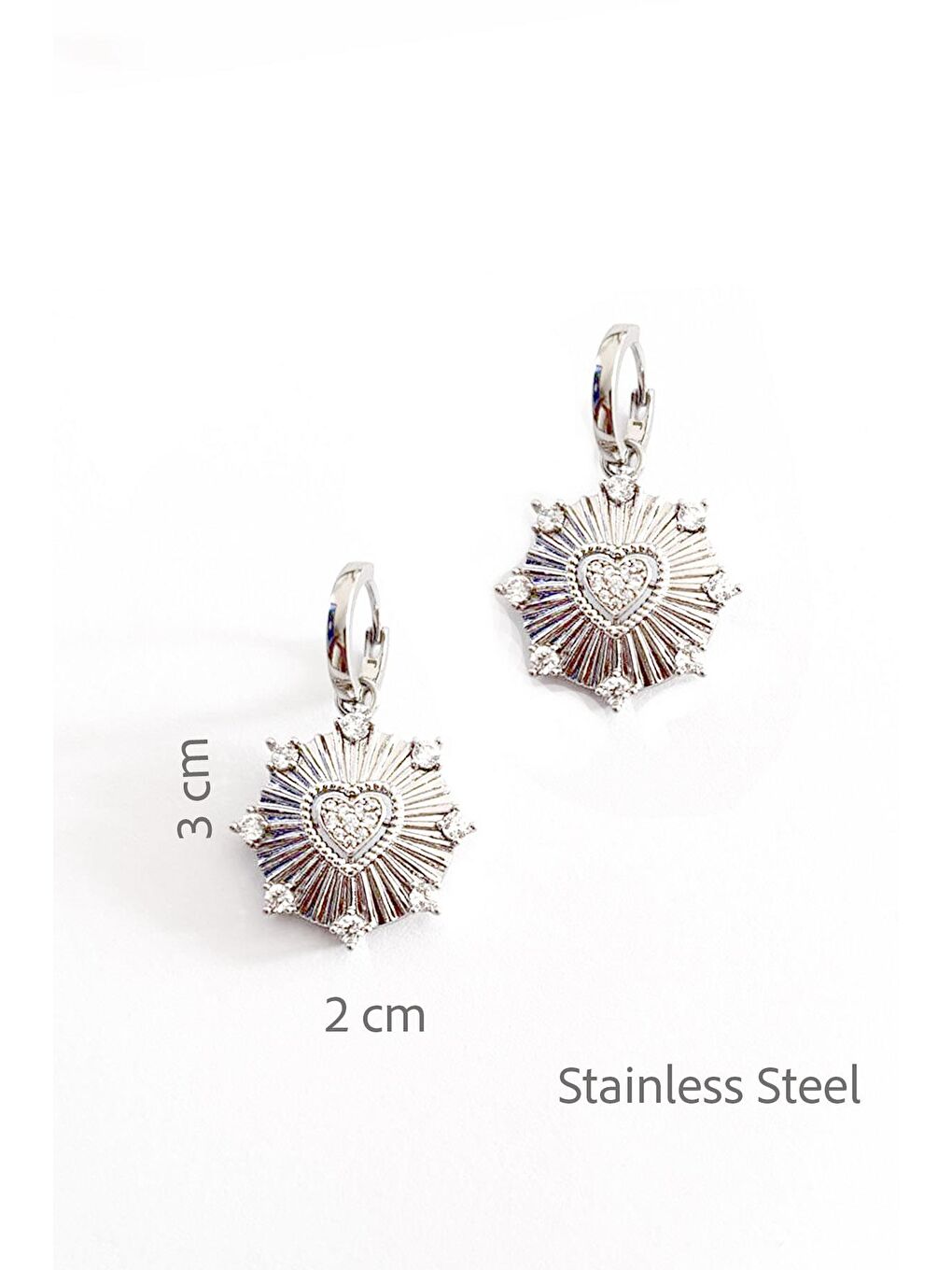 Gri Juping Çiçek Küpe-4