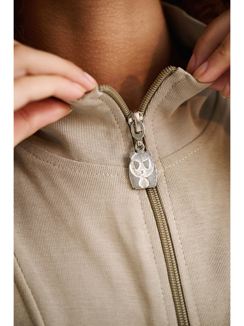 Bej Kadın Timeless Fermuarlı Vizon Sweatshirt-3