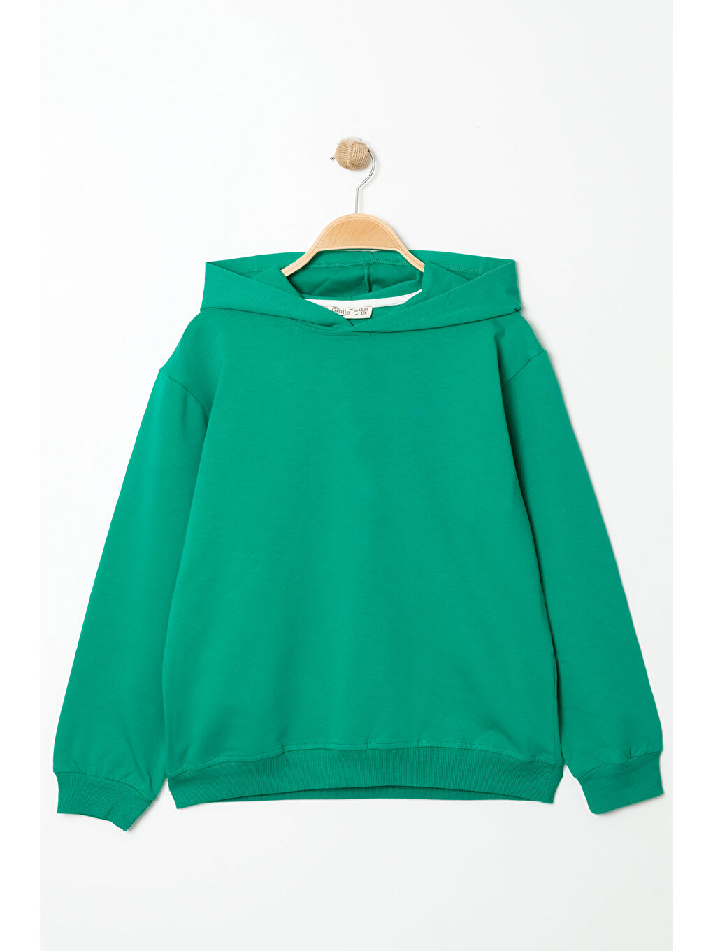 Bi&Em Smile Koyu Yeşil Erkek Çocuk Koyu Yeşil Kapüşonlu Basic 5-13 Yaş Sweatshirt- 3537-7