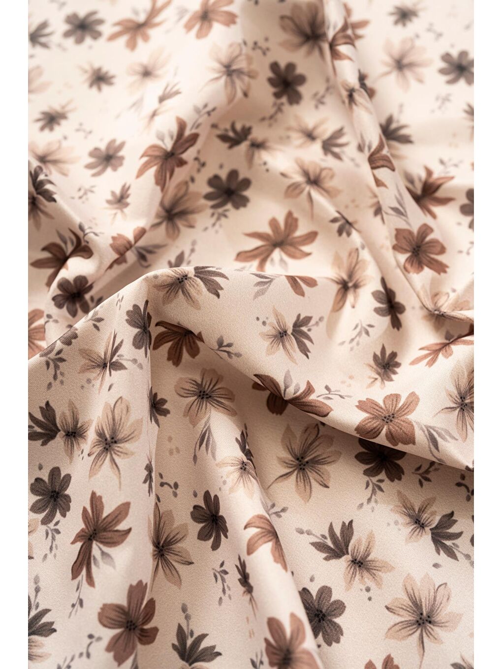 Ekru Kadın Çiçek Desenli 55*55 cm Bandana & Fular-2