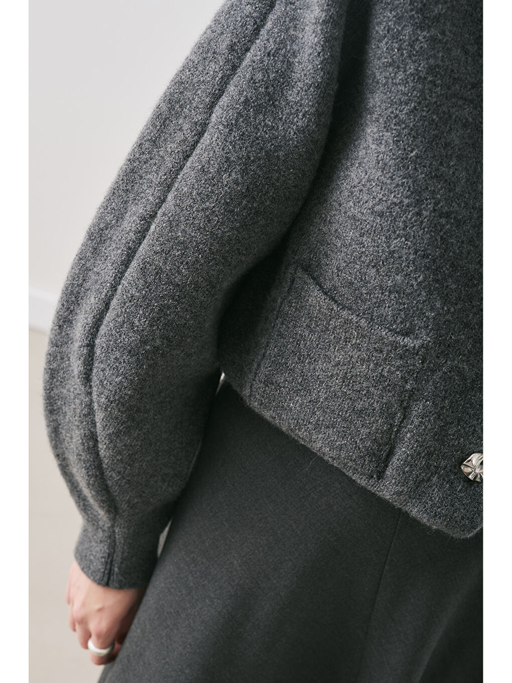 Düğme Detaylı Hırka Antrasit-3
