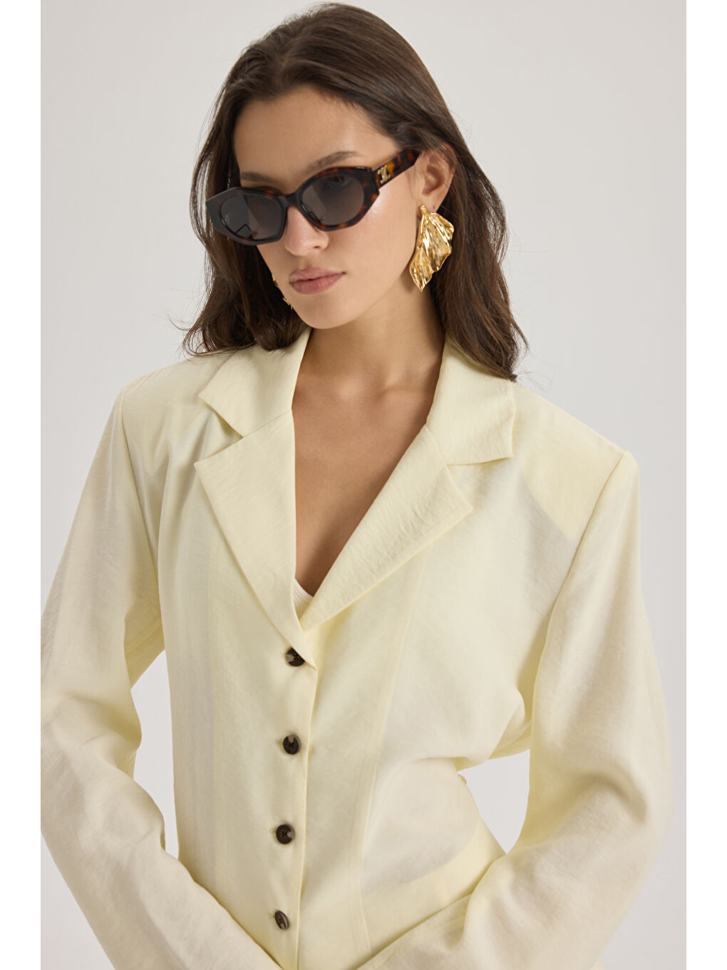 Breeze Bağlamalı Sarı Ceket Pantolon Takım-5