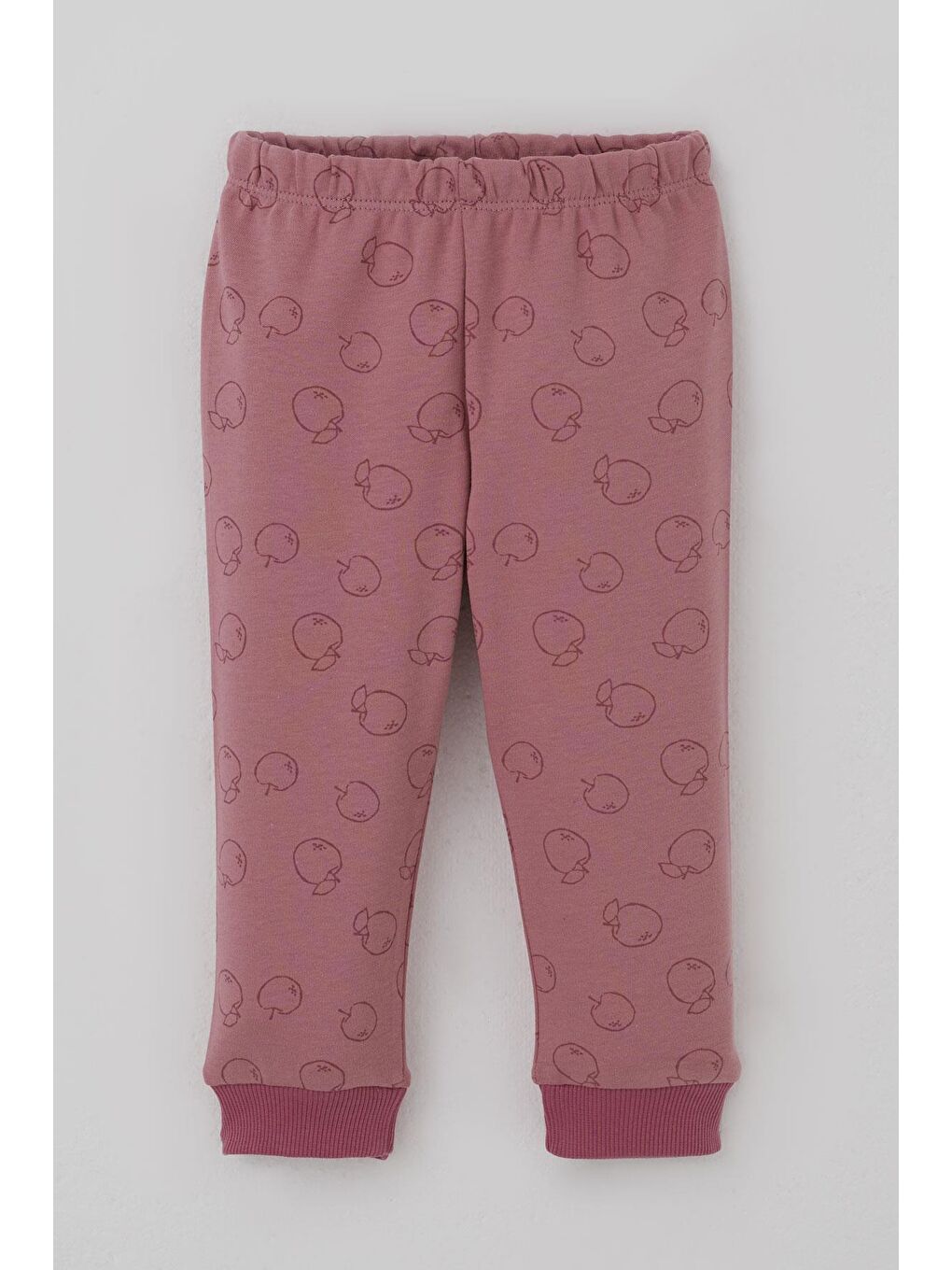 Pembe Kız Bebek Pijama Takımı Önden Düğmeli Elma Desenli Gülkurusu (4 Ay-1 Yaş)-2