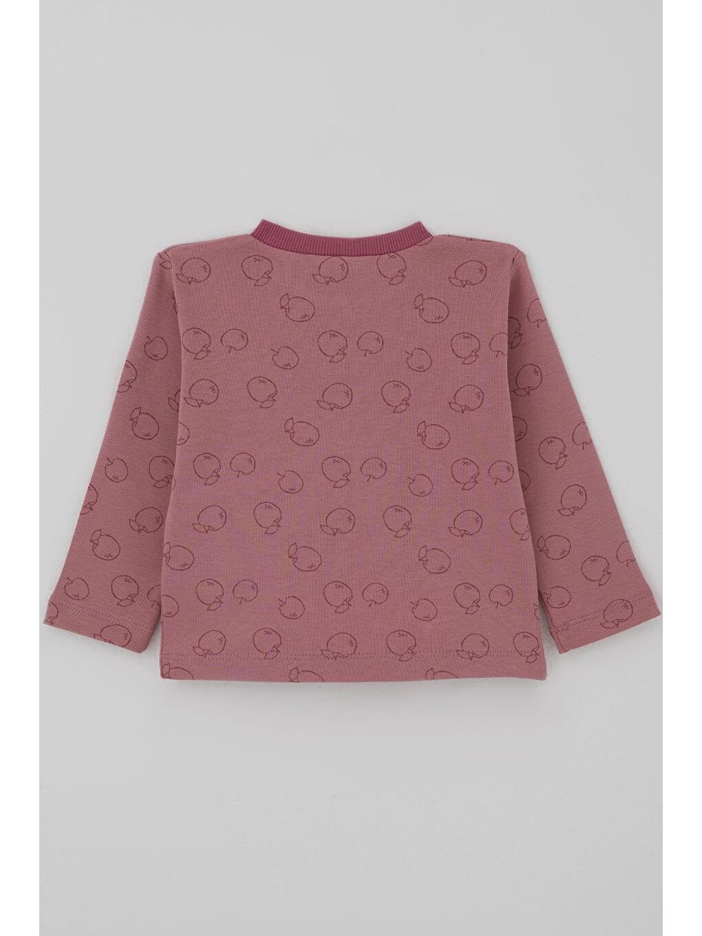 Pembe Kız Bebek Pijama Takımı Önden Düğmeli Elma Desenli Gülkurusu (4 Ay-1 Yaş)-3