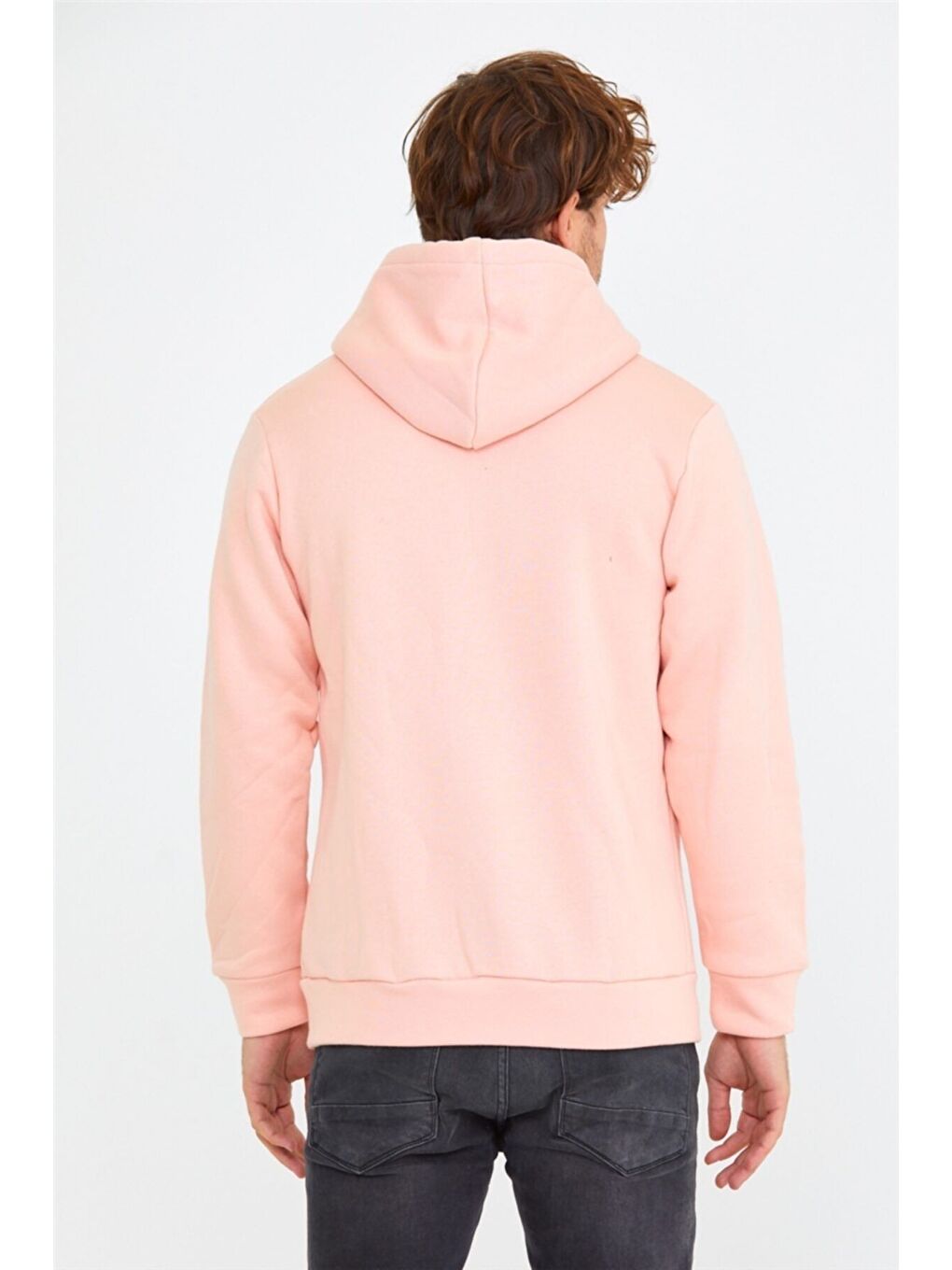 Tarz Cool Pembe Erkek Fermuarlı Kapüşonlu Sweat - 3