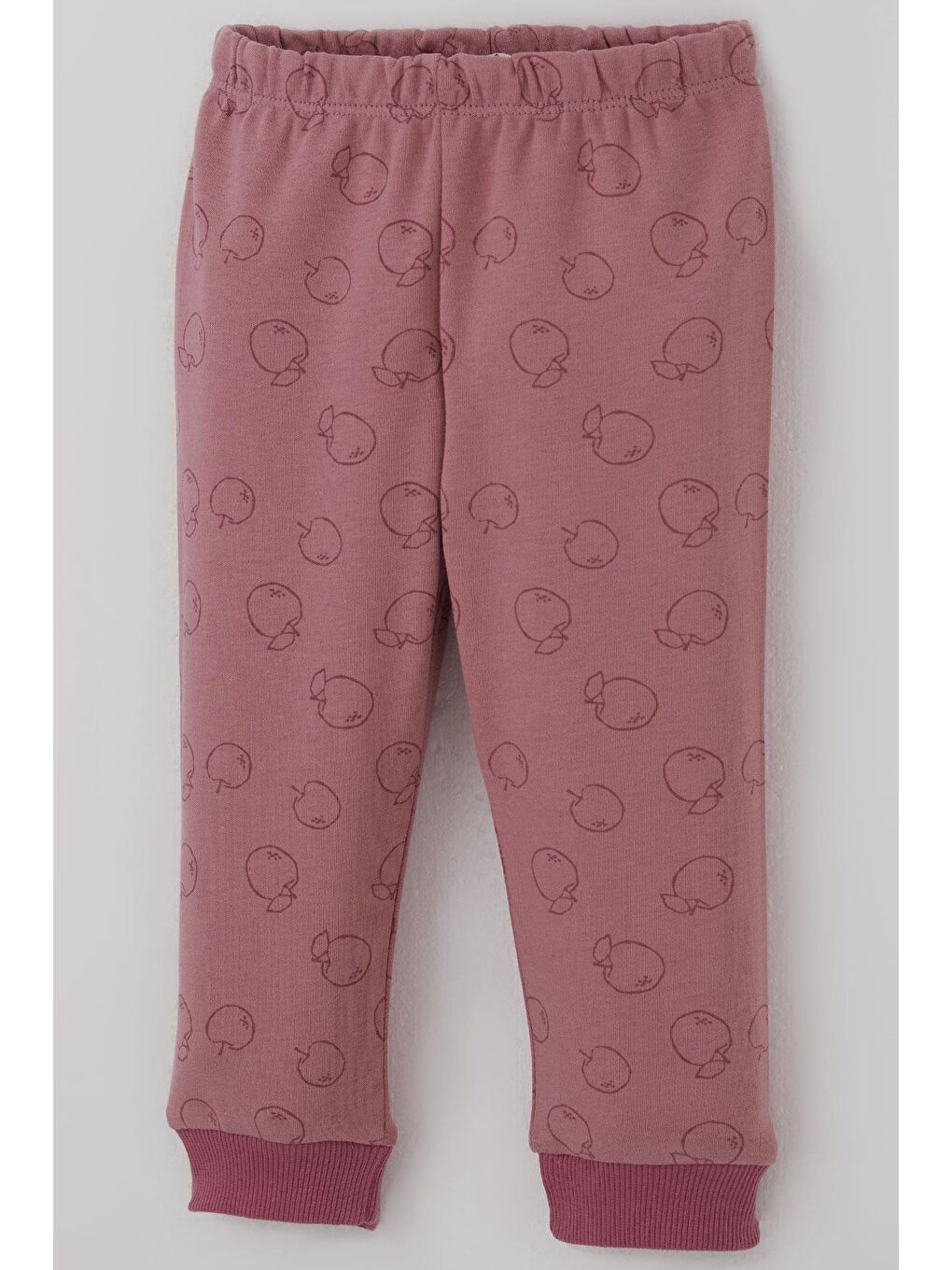 Pembe Kız Bebek Pijama Takımı Önden Düğmeli Elma Desenli Gülkurusu (4 Ay-1 Yaş)-6