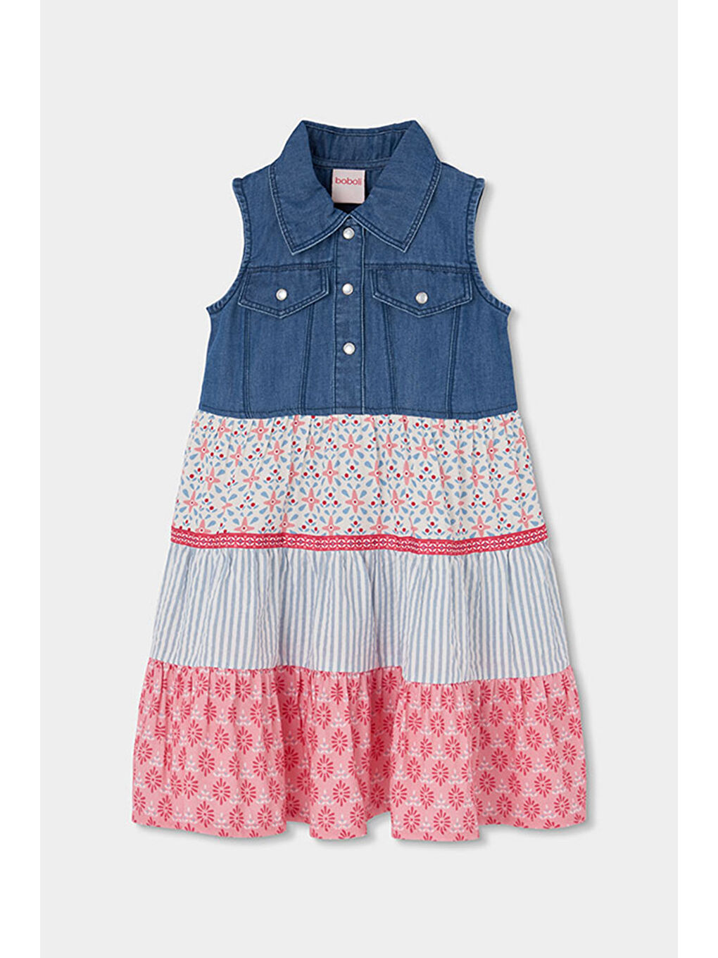 Karışık Çiçek Nakışlı Elbise 2-6 Yaş Çok Renkli-2