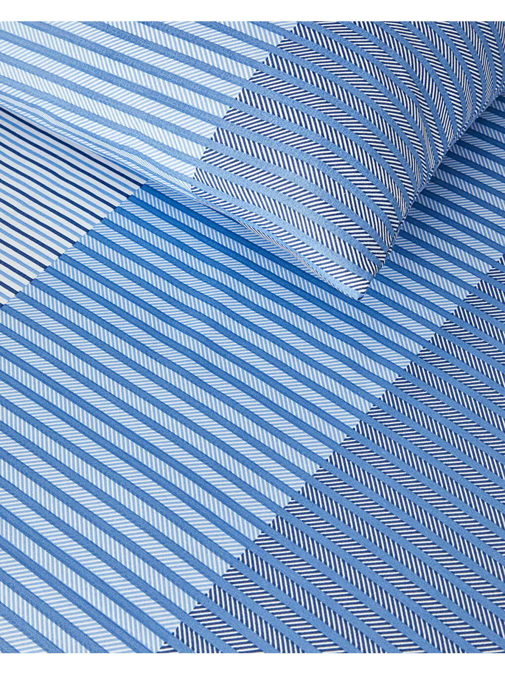 Modern Strip Kolay Ütülenir Çift Kişilik Nevresim Takımı 200x220 cm Mavi-2