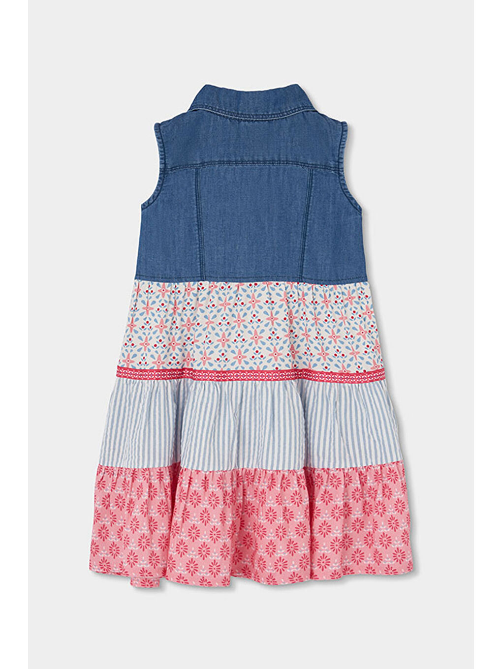 Karışık Çiçek Nakışlı Elbise 2-6 Yaş Çok Renkli-3