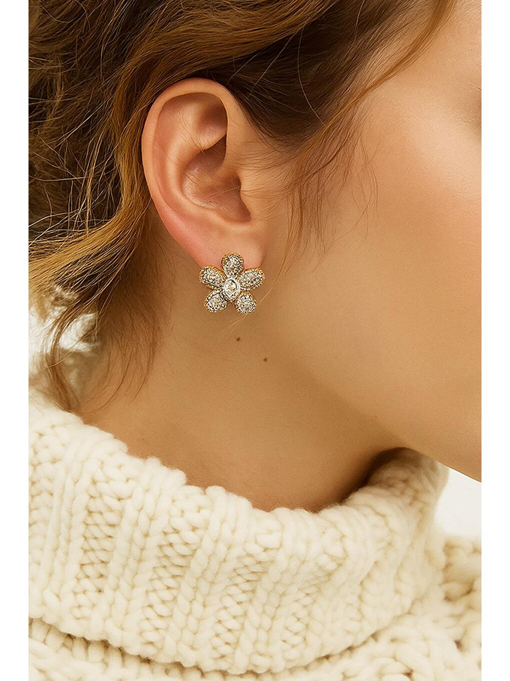 Pembe Juping Çiçek Küpe-2