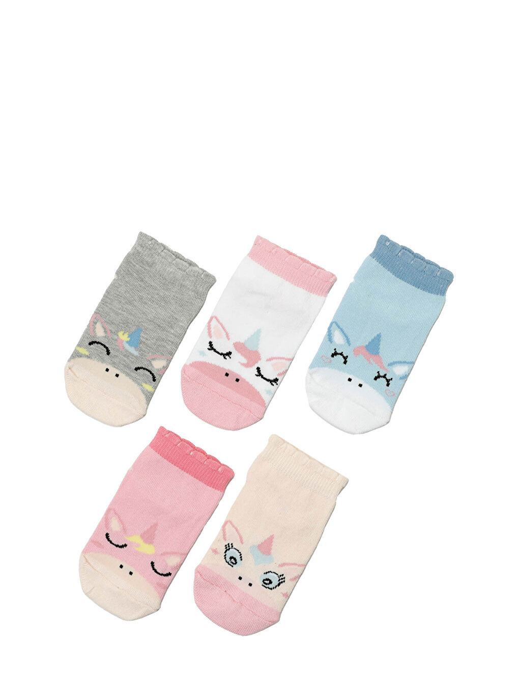 Karışık Çok Renkli Kız Çocuk 5'li Patik Çorap