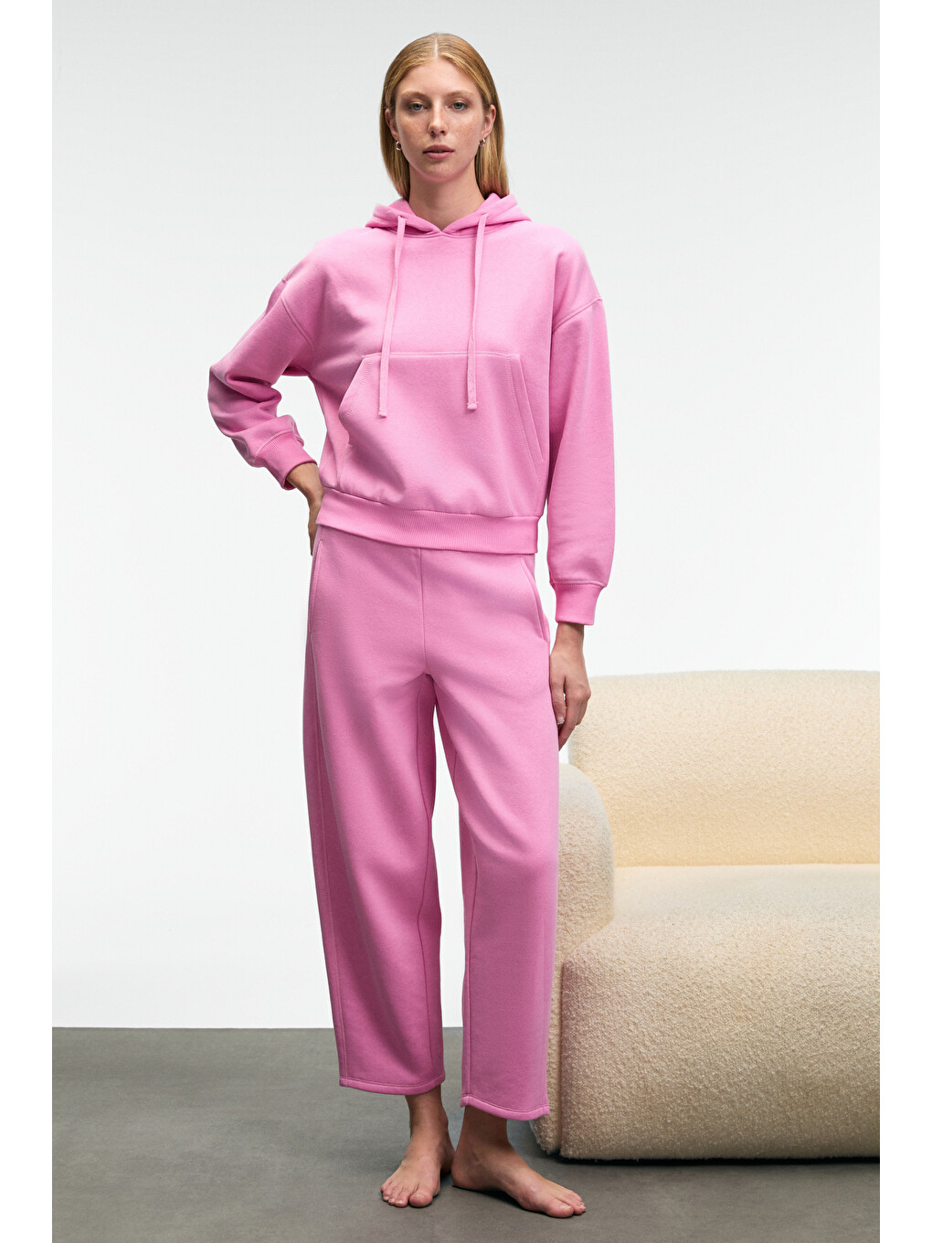 Pembe SELORIN Kadın Baggy Çift Cepli PEMBE Eşofman Altı