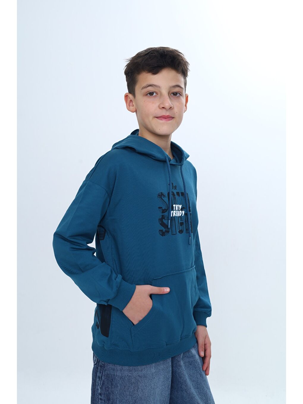 Petrol Erkek Çocuk Tnty Trendy Yazı Baskılı Sweatshirt-2