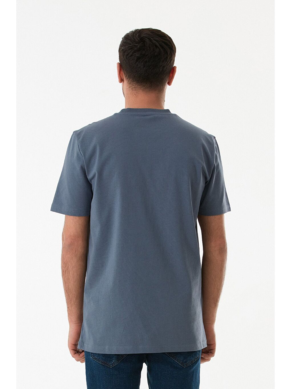 Mavi Basic Bisiklet Yaka Tişört-3