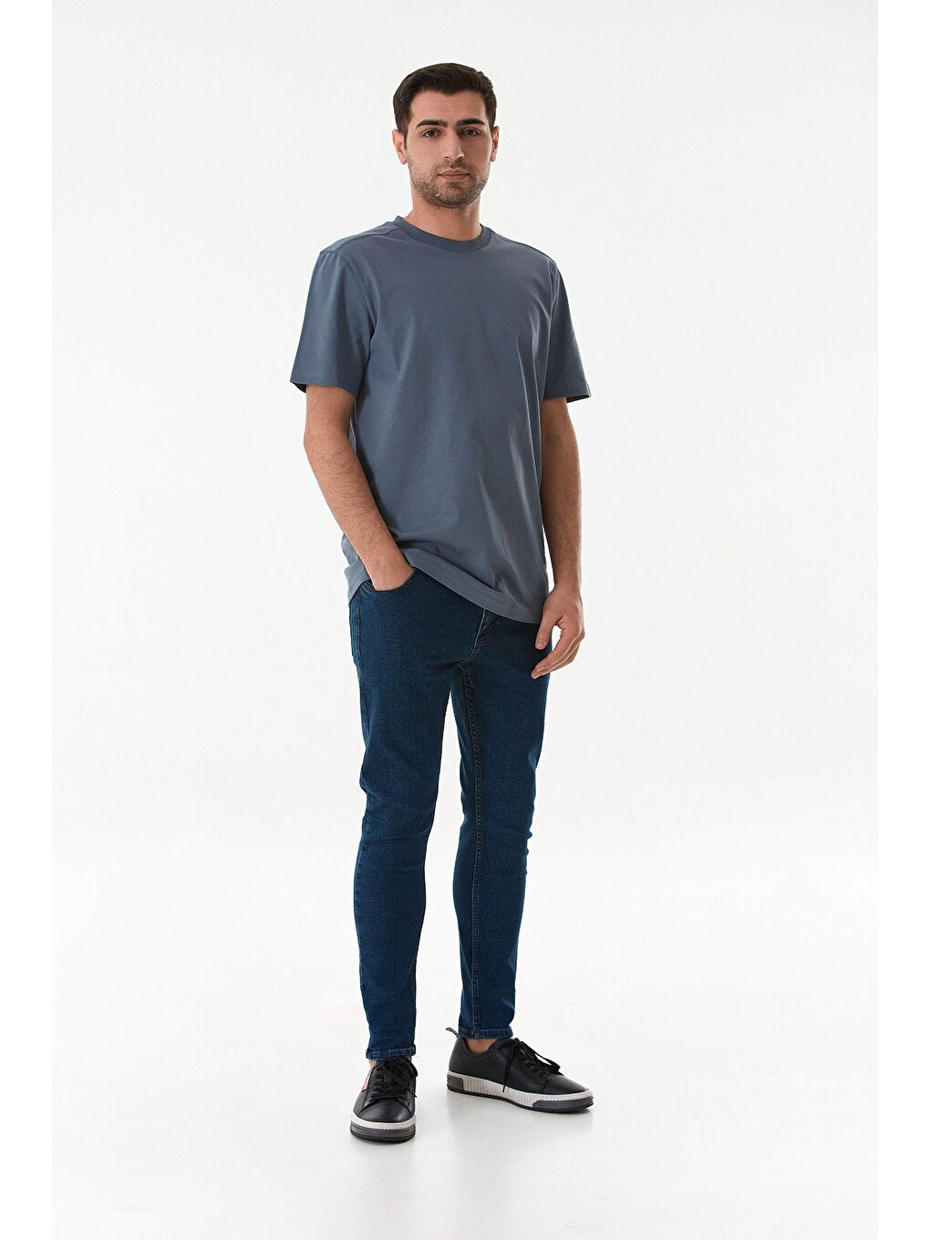 Mavi Basic Bisiklet Yaka Tişört-4