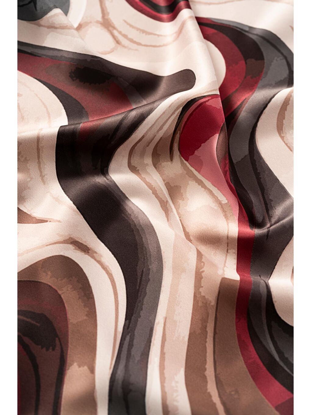 Bordo Kadın Dalga Desen 55*55 cm Bandana & Fular-2