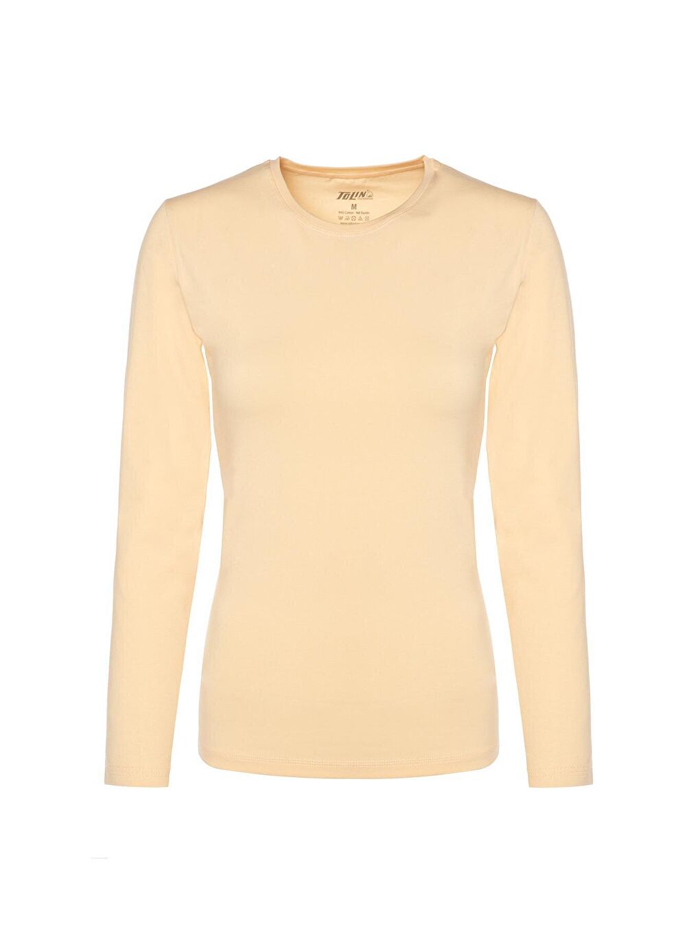 Bej Bisiklet Yaka Uzun Kollu Kadın Pamuklu Likralı Ten Fanila 2'li 6217T-1