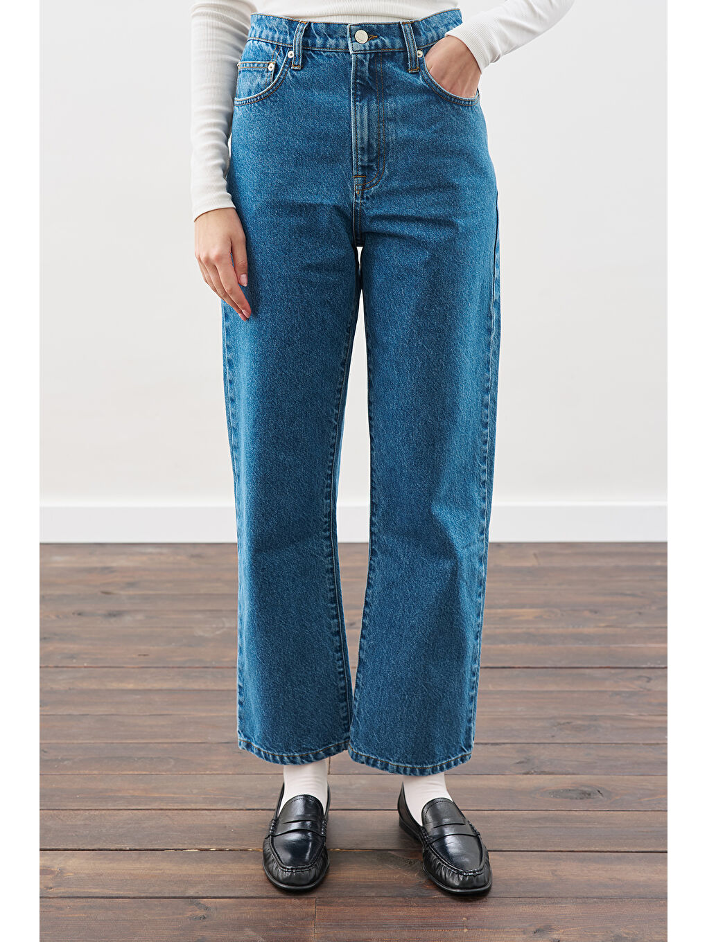 Straıght Ankle Jean Pantolon Mavi-3