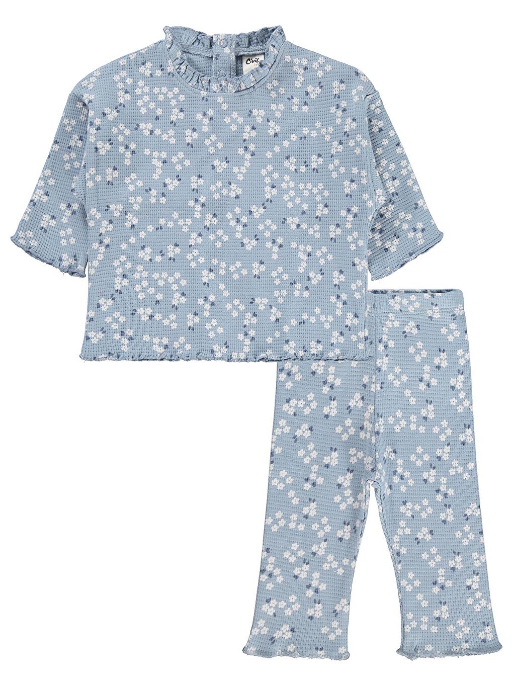 Baby Mini Çiçek Baskılı 6-18 Ay Takım - Mavi 18-24 Ay