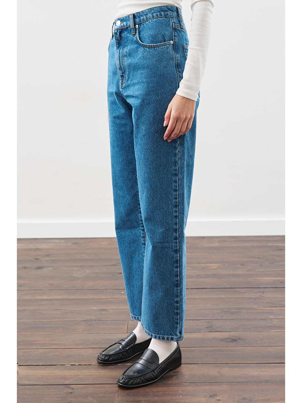 Straıght Ankle Jean Pantolon Mavi-4