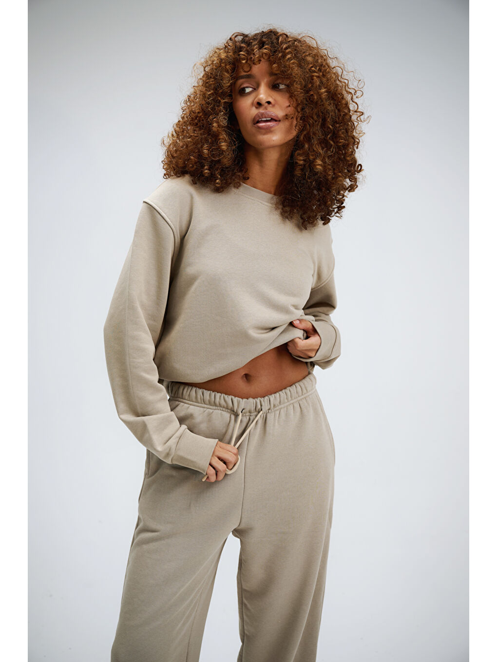 Bej Kadın Timeless Oversize Vizon Sweatshirt-2