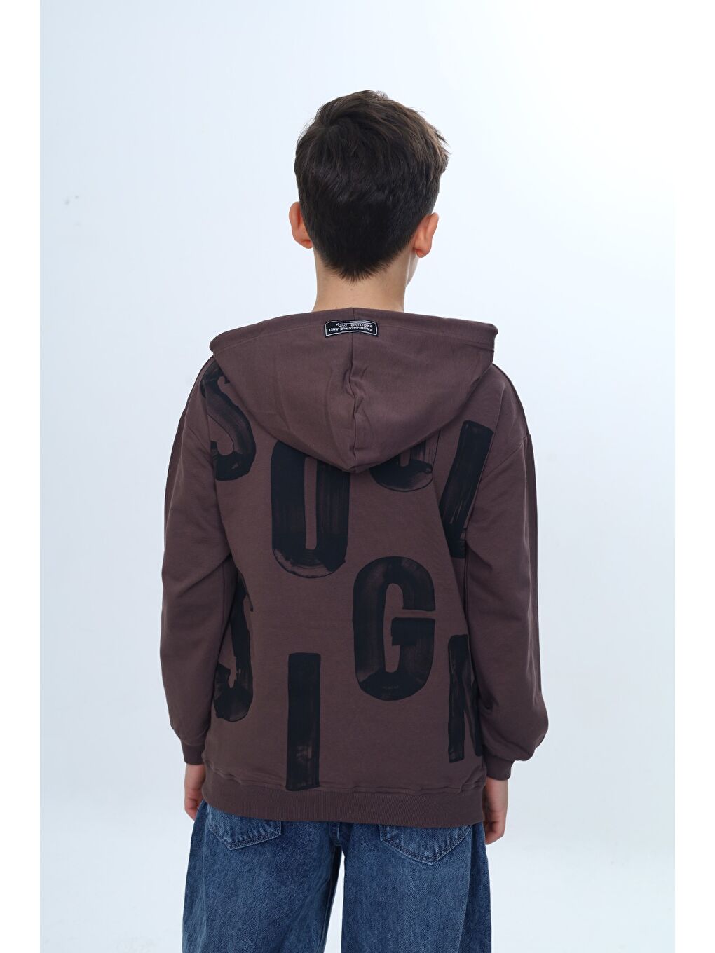 Kahverengi Erkek Çocuk Tnty Trendy Yazı Baskılı Sweatshirt-3