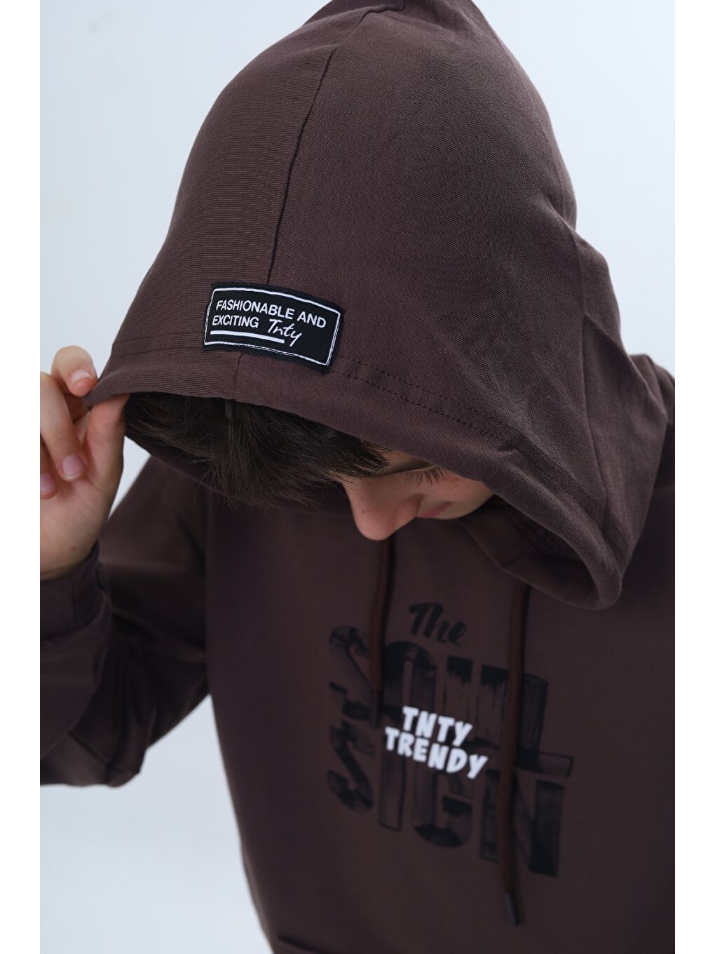 Kahverengi Erkek Çocuk Tnty Trendy Yazı Baskılı Sweatshirt-5